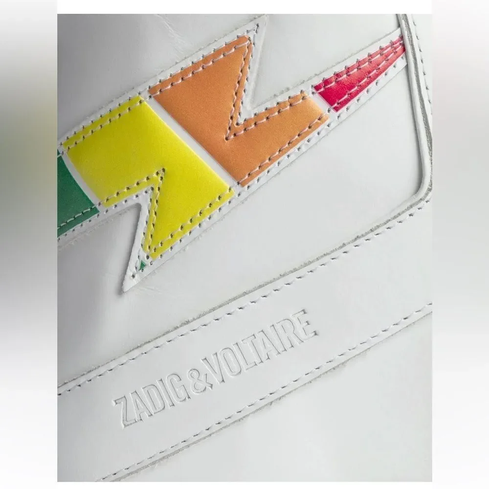 New Zadig &‎ Voltaire Womens High Flash Pride Lightning Bolt Sneakers $498